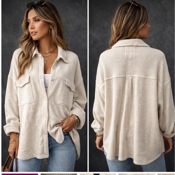aerie Tops - AAerie Women’s Anytime Fave Waffle Oversized Shirt  Sz M